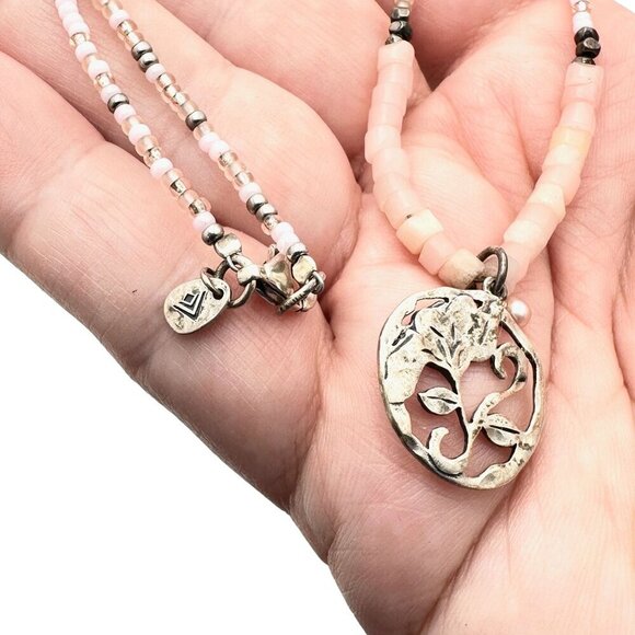 Silpada Flirt Alert Pink Soapstone Seed Bead Sterling Necklace N2192 - Picture 4 of 4